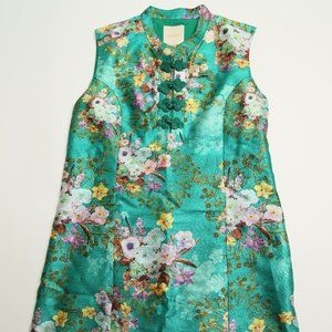 ModCloth Green Asian Brocade Cocktail Dress Women